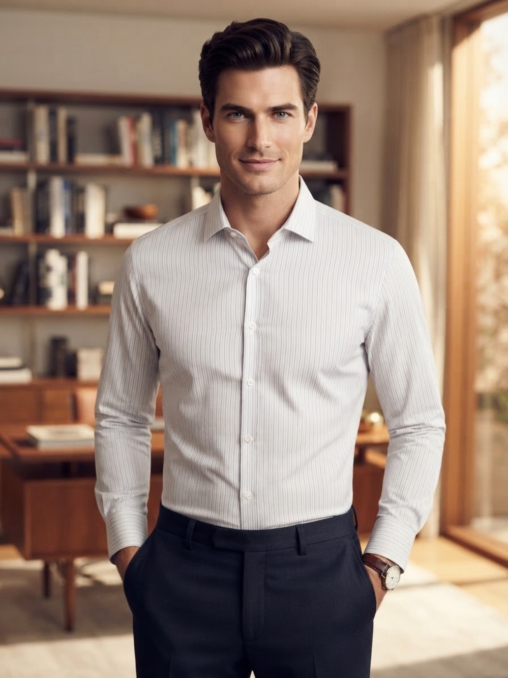 Calvin Klein Men's Pinstripe Dress Shirt